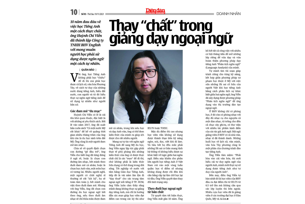 Read more about the article THAY “CHẤT” TRONG GIẢNG DẠY NGOẠI NGỮ